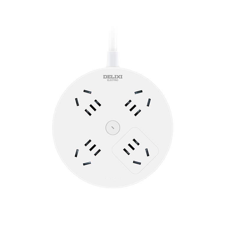 德力西CD98H-Y系列圆盘插座四位五孔 0.8米 CD98H-YK4X 0.8 白色